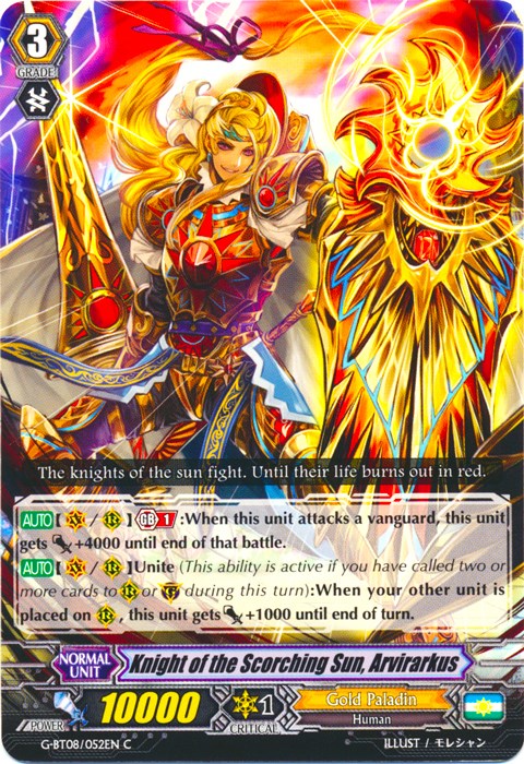 Knight of the Scorching Sun, Arvirarkus (G-BT08/052EN) [Absolute Judgment]