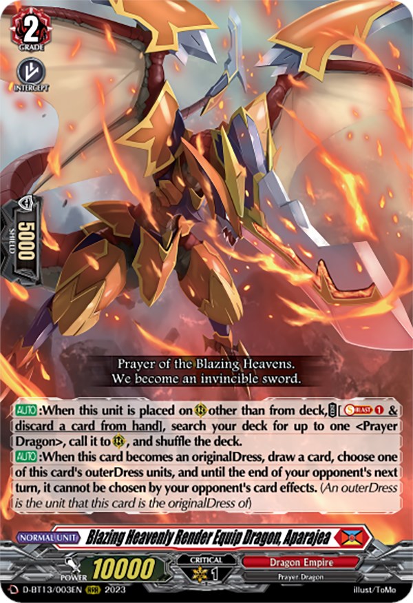 Blazing Heavenly Render Equip Dragon, Aparajea (D-BT13/003EN) [Flight of Chakrabarthi]