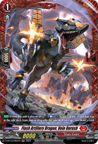 Flash Artillery Dragon, Velo Onrush (FR) (D-BT13/FR07EN) [Flight of Chakrabarthi]