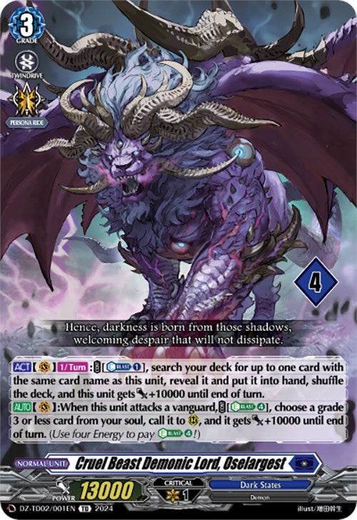 Cruel Beast Demonic Lord, Oselargest (4) (DZ-TD02/001EN) [Start Up Trial Deck: Dark States]