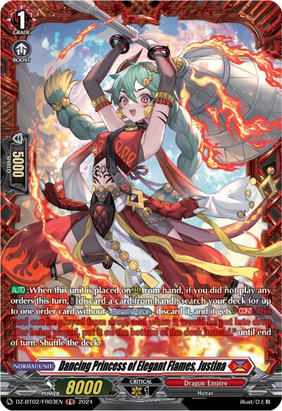 Dancing Princess of Elegant Flames, Justina (FR) (DZ-BT02/FR03EN) [Illusionless Strife]