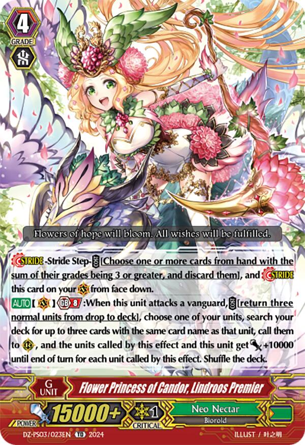 Flower Princess of Candor, Lindroos Premier (DZ-PS03/023EN) [Trial Deck 3: Golden Mechanical Soldier]