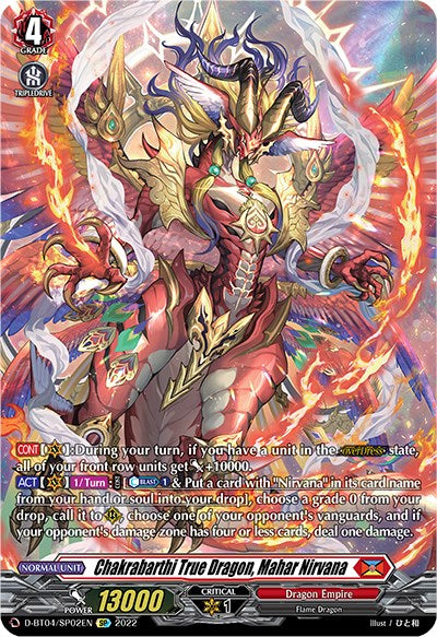 Chakrabarthi True Dragon, Mahar Nirvana (D-BT04/SP02EN) [Awakening of Chakrabarthi]